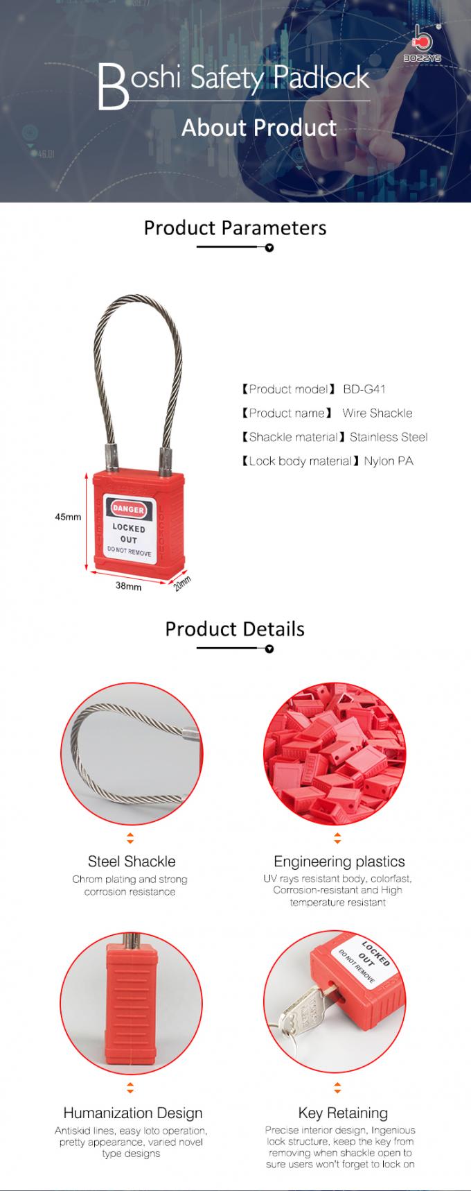Cadeado material da segurança do grilhão do fio de metal do tipo de BOSHI China